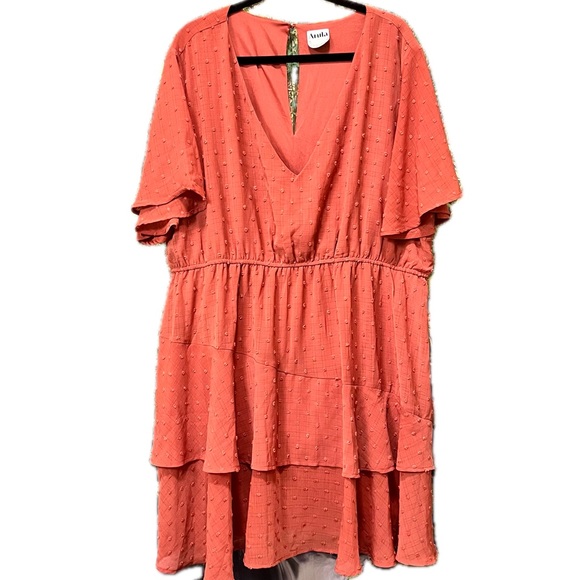 ARULA Dresses & Skirts - Arula Swiss Dot Dress peach coral rust orange 3X